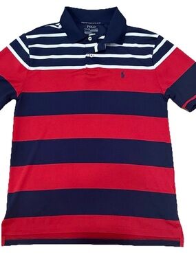 🏇 POLO RL Performance S Red Navy Striped Polo
